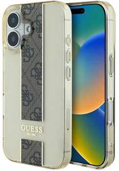 Панель Guess IML Middle 4G Stripe для Apple iPhone 16 Brown (57983122197)