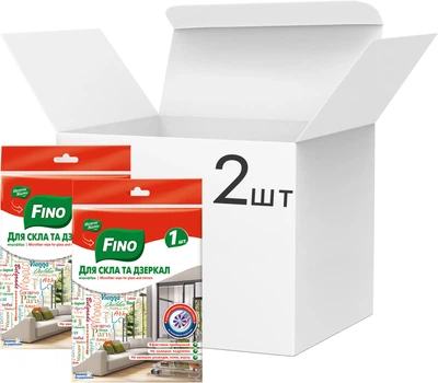 Упаковка серветок Fino мікрофібра для скла 2 шт (4823058343976)