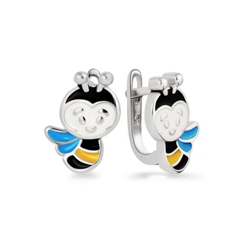 Серебряные сережки детские Пчелы