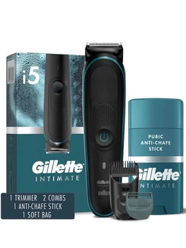 Водонепроницаемый триммер для интимной гигиены Gillette Intimate i5 (тример 3 насадки стик от натирания )