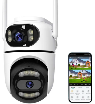Вулична IP Wi-Fi камера відеоспостереження 2 незалежні об'єктиви 4MPx+4MPx Camera Q2 (iCSee APP)