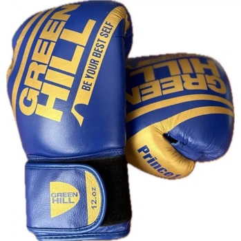 Перчатки бокс GREEN HILL PRINCE 1 кожа синие/золото 10oz