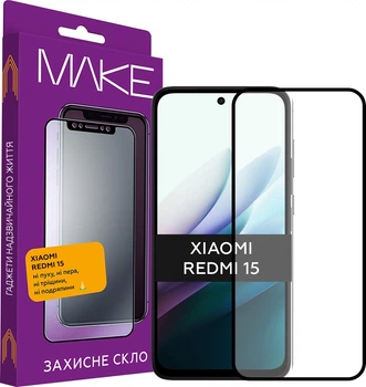 Защитное стекло для смартфона Xiaomi Redmi 15 MAKE Black (MGF-XR15)