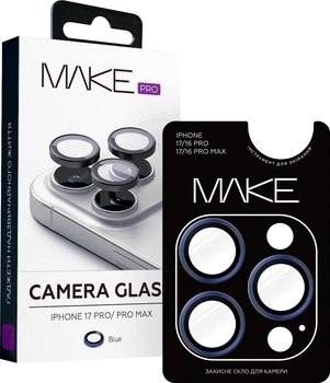 Защитное стекло на камеру MAKE Camera Glass для смартфона Apple iPhone 17 Pro/Pro Max Blue (MGC-AI17P/PMBL)