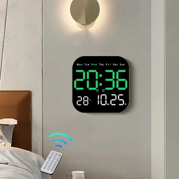 Годинник Deepfox DS-6650 LED цифровий електронний настінний Будильник Дата Температура 18,5х18,5см зелений