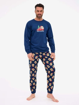 Піжама (світшот + штани) чоловіча бавовняна Cornette Mens sleepwear 115-290 B25 M Темно-синій/Бежевий (5902458274468)
