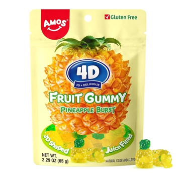 Жевательные конфеты Amos 4D Fruit Gummy Pineapple Burst 65 г