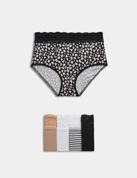 Набор кружевных трусиков Marks&Spencer модель Full briefs высокая посадка 5 шт 18(46) white mix lace 0196