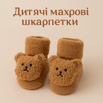 Детские носки для активных малышей утепленные махрой с антискользящей подошвой (0–12 месяцев) Detki бежевый