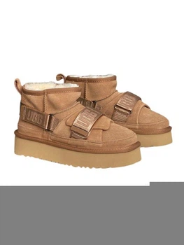 Ультра Міні Коричневі на Платформі Замшеві з Липучкою UGG Ultra Mini Platform Hybrid Boots (38, коричневий)