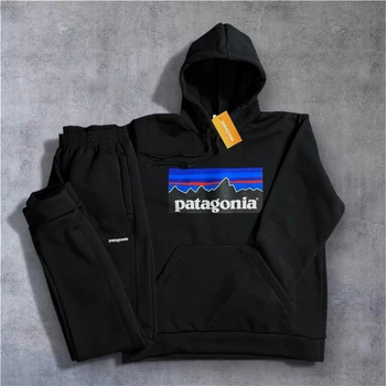 Демисезонный мужской спортивный костюм Patagonia на флисе черный L (P0024)