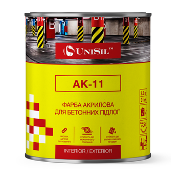 Краска акриловая АК-11 для бетонных полов Unisil серая 10 л