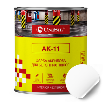 Краска акриловая АК-11 для бетонных полов Unisil белая 0.75 л