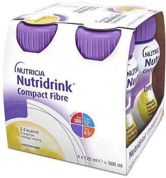 Ентеральне харчування Nutricia Nutridrink Compact Fibre Vanilla зі смаком ванілі з високим вмістом енергії та харчовими волокнами 4 шт. х 125 мл (8716900551680)