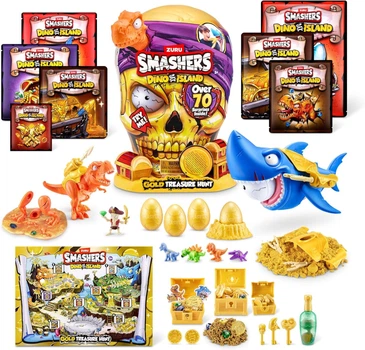 Игровой набор Smashers Dino island gold Orange skull Остров динозавров гигантский череп ZURU 74123A