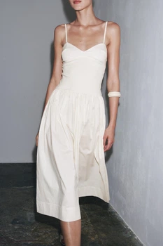 Комбінована поплінова сукня Zara 4174/204 L Бежева (04174204712L)