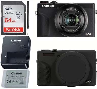 Набор Фотоаппарат Canon PowerShot G7 X Mark III Black / Карта памяти / Чехол силиконовый черный