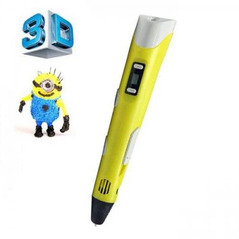 3D ручка Smart 3D Pen 2 c LCD дисплеем, Детская электро ручка для фигурок из пластика. Цвет: желтый