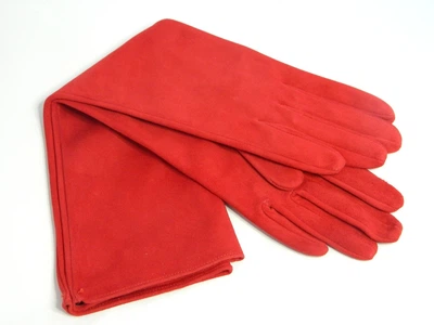 Рукавички жіночі з натуральноъ шкірі замшеві Alpa Gloves 044-16 червоні розмір 7,5 довгі до ліктя