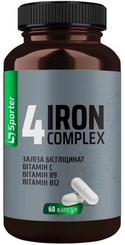 Железо (комплекс) Sporter 4 IRON Complex (с витаминами B9, B12 и C) 60 капсул (4820249724644)