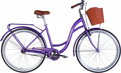 Велосипед Dorozhnik AQUAMARINE BH ST 26" 17" 2025 с багажником задн. St с корзиной Pl с крылом St Фиолетовый (OPS-D-26-323)