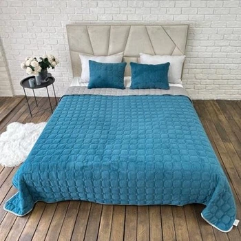 Стьогане покривало 220*240 З подушками 60*40 бірюзовій