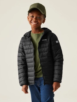 Подростковая демисезонная стеганая куртка для мальчика Regatta Jnr Hooded Marizion RKN148-800 146-152 см Черная (5063019786315)