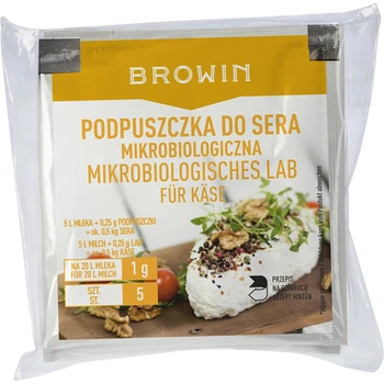Сичужний фермент Browin для сиру 5×1 г на 100 л молока, мікробний, вегетаріанський ПР411200