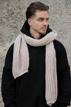 Чоловічий Теплий В'язаний Шарф Without Carry Beige 550346823