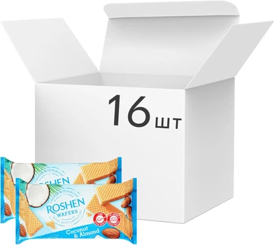 Вафлі Roshen Wafers кокос мигдаль 216 г х 16 шт