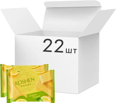 Вафлі Roshen Wafers лимон 72 г х 22 шт