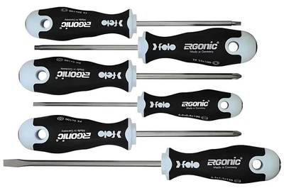 Набор отверток Felo INOX ERGONIC; 4,0х100 / 6,5х125 / Pz2x100 / Ph2x100 / TX20x100 / TX25x100; нержавеющая