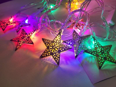 Гирлянда LED Звезды 3D, 10 шт, 2 м, мультицвет, металлические, 220V