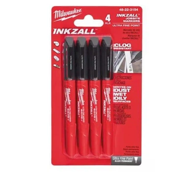 Набор маркеров InkZAll MILWAUKEE, ультра-тонких, черные, (4шт) (48223154)