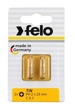 Бита FELO PH2х25 мм TIN; 1/4"; С 6,3; ВОХ (2 шт.) (02202067)