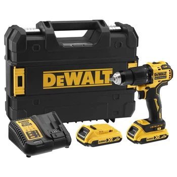 Дриль-шурупокрут DeWALT, безщітковий, ударний, 18 В XR Li-Ion, 2 Аг, 65 Нм, 450-1650 об/хв, патрон 13 мм швидкозатискний,