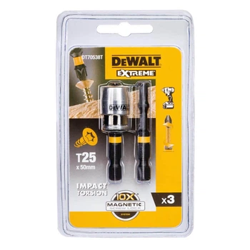 Набір біт і насадок DeWALT "IMPACT TORSION", ударні, T25, L = 57 мм, 2 шт + магнітний тримач шурупів (DT70538T)