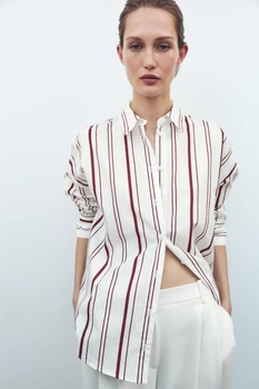 Поплінова смугаста сорочка Zara 2262/115 L Біла (02262115062L)