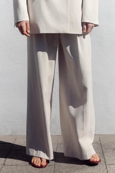 Широкі штани із защипами Zara 2125/885 XL Сірі (02125885XL)