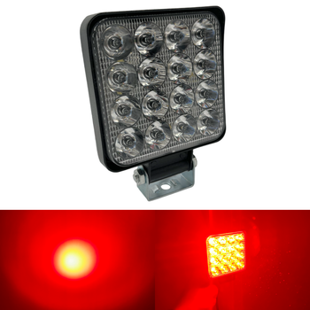 Дополнительная светодиодная LED лед мини/mini фара квадратная 48W 12-24V КРАСНОГО ЦВЕТА (1 шт)