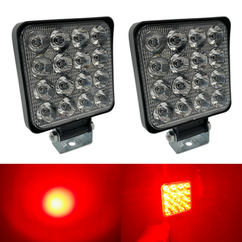 Дополнительная светодиодная LED лед мини/mini фара квадратная 48W 12-24V КРАСНОГО ЦВЕТА (2 шт)