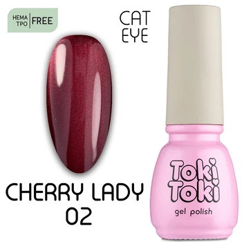Гель лак Toki-Toki Cherry Lady 02 красный с эффектом кошачьего глаза, 5 мл