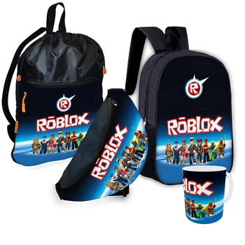 Набор Roblox Рюкзак детский школьный 36х27см + Сумка для обуви спортивной формы рюкзак-мешок с расширительным клапаном + сумка бананка+кружка с принтом (2096)