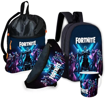 Набір Fortnite Рюкзак дитячий шкільний 36х27см + Сумка для взуття спортивної форми рюкзак-мішок з розширювальним клапаном + сумка бананка + кружка з принтом (2116)