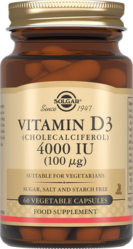 Suplement diety Solgar Vitamin D3 4000 IU (100 mcg) 60 kapsułek (0033984003866)