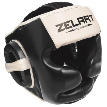 Шолом боксерський з повним захистом Zelart 1390 розмір M Black-White