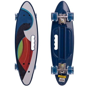 Скейт Пенни Борд Penny My Go Cruiser круизер с ручкой Profi 31B-1 синий со светящимися колесами