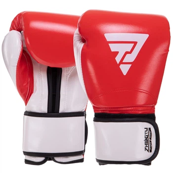 Рукавички для боксу та єдиноборств на липучці Zelart 3781 Red-White 12 унцій