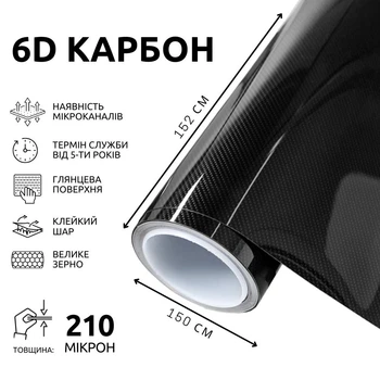 Плівка під карбон самоклейка Catpiano 6D Карбонова плівка 150х152 см Чорна (387)