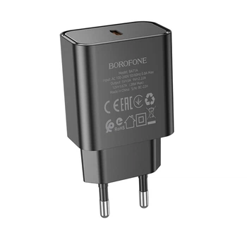 Сетевое зарядное устройство Borofone BA71A, Out: Type-C, PD, 20W, черное